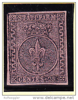 Parma 1852 Mi.Nr.4 * Ohne Gummi 25 Cent. Signiert Diena - Parma