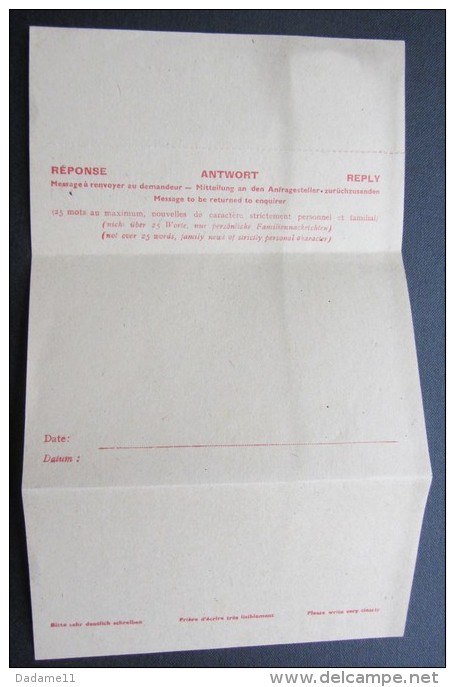 Document Pour Communiquer Avec La Famille  Croix Rouge  1940  "message Familiale" - Documents