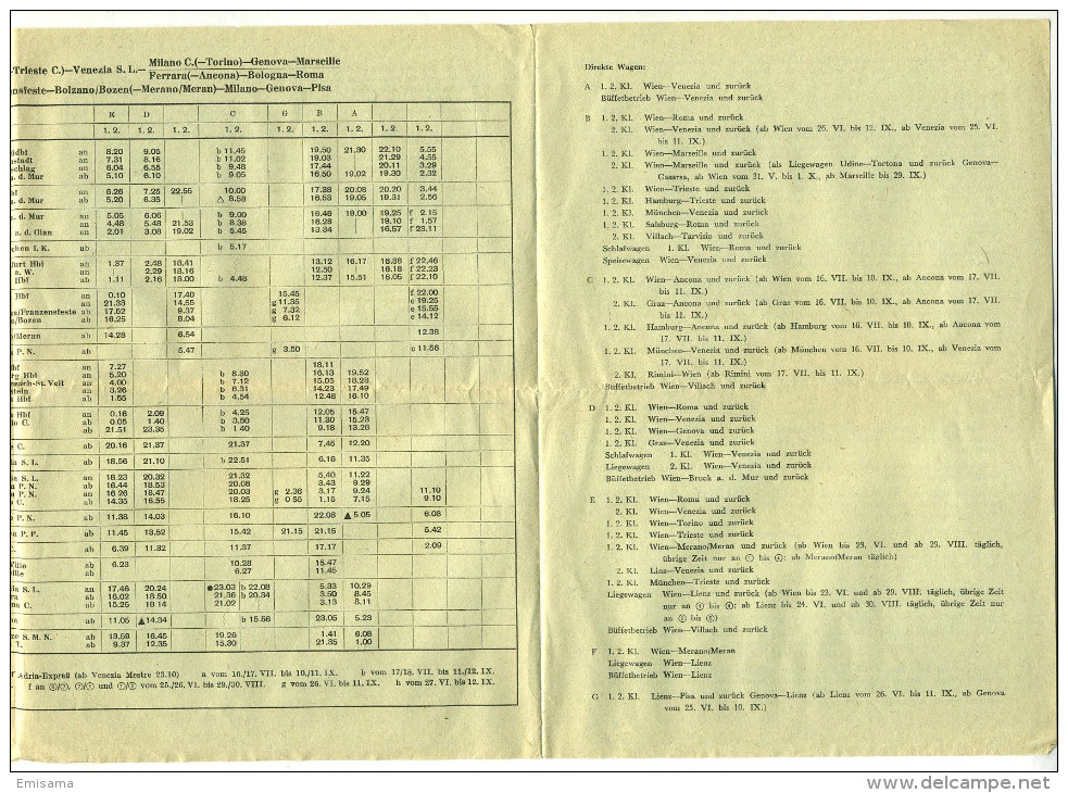 Oesterreich Italien Sudfrankreich - Orario Ferroviario Austria Italia Francia Del Sud 1960 - Europa