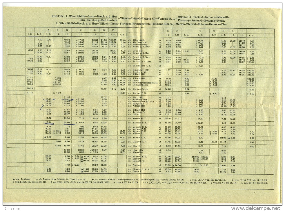 Oesterreich Italien Sudfrankreich - Orario Ferroviario Austria Italia Francia Del Sud 1960 - Europa