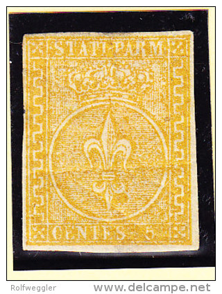 Parma 1853 Mi.6 * Mit Falz 5 Cent. Bugspur. Originalgummi - Parma