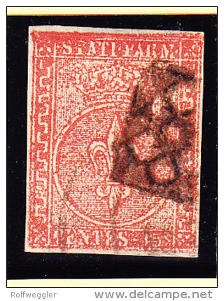 Parma 1853 Kat No 7 Gestempelt 15 Cent Rot Signiert Diena - Parme