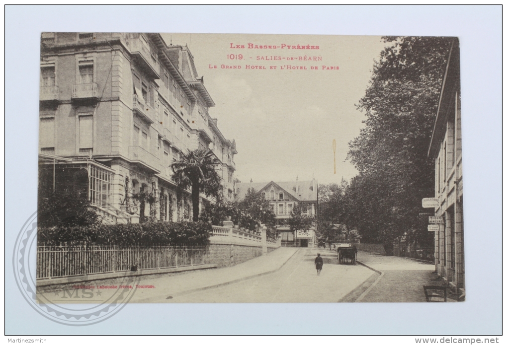 Old Postcard France - Les Basses Pyrenees - Salies De Bearn, Le Grand Hotel Et L´Hotel De Paris - Salies De Bearn