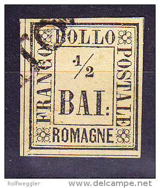 Romagna 1859 1/2 Baj.Mi.1 Gestempelt Foto Attest Raybaudi. Stempel: CENTO In Der Ecke - Romagne
