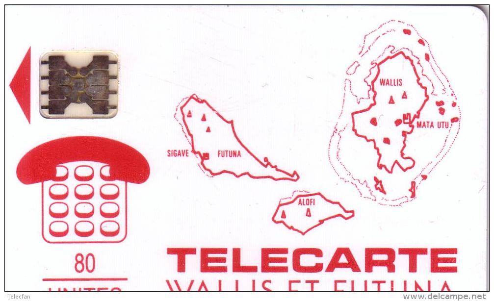 WALLIS ET FUTUNA WF2 CARTE DES ILES ROUGE 80U UT QUELQUES RAYURES RECTO SINON TB - Wallis En Futuna