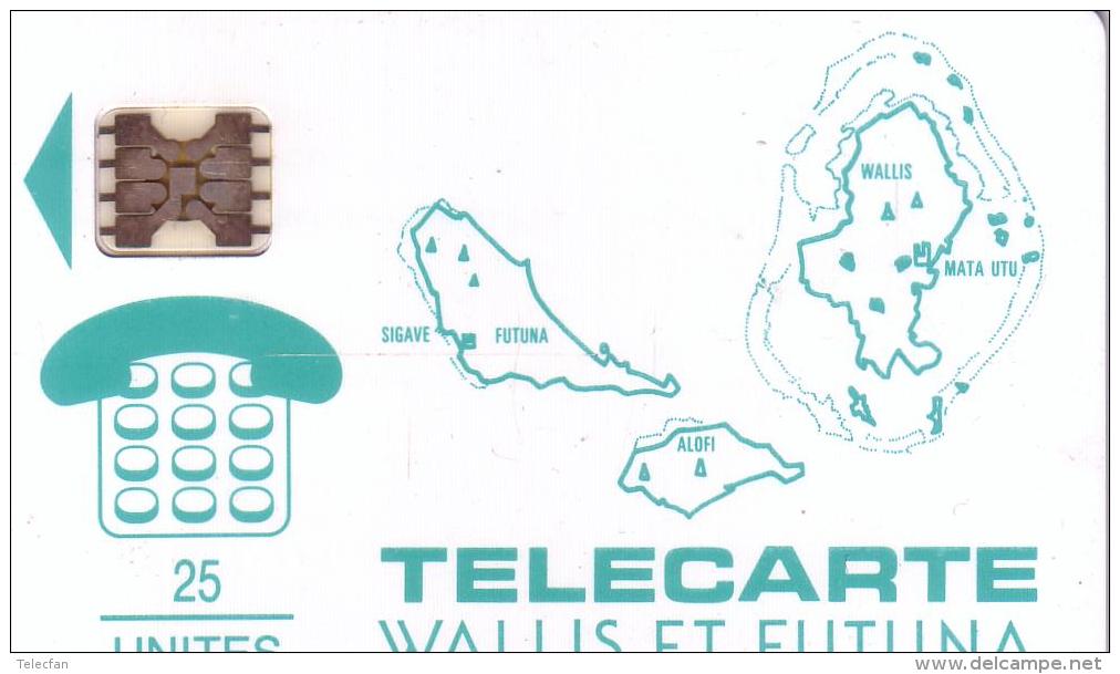 WALLIS ET FUTUNA WF1A CARTE DES ILES VERTE 25U SC5AB UT - Wallis Und Futuna