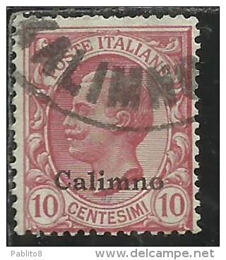 COLONIE ITALIANE EGEO CALINO CALIMNO 1912 SOPRASTAMPATO D´ITALIA ITALY OVERPRINTED CENT. 1 CENTESIMI USATO USED OBLITERE - Egée (Calino)