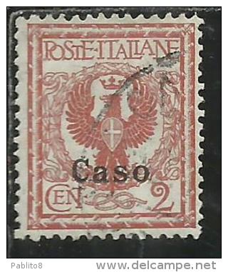 COLONIE ITALIANE EGEO CASO 1912 SOPRASTAMPATO D´ITALIA ITALY OVERPRINTED CENT. 2 USATO USED OBLITERE' - Egée (Caso)