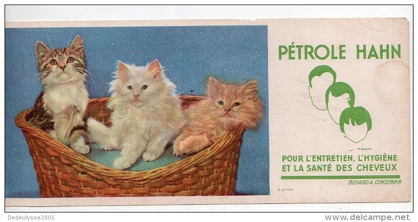 Nov14   66527      Buvard    Pétrol Hahn     3 Petit Chats  Dans Un Panier - Parfums & Beauté