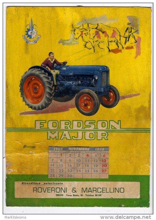 Trattori Fordson Insegna 1955 Calendario Originale Cardboard Sign Calendar Original - Targhe Di Cartone
