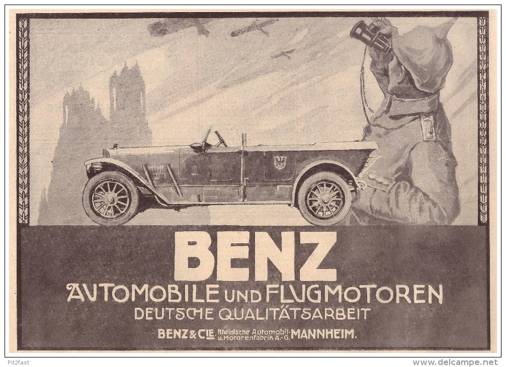 Original Werbung - 1916 -  Benz & Cie. , Mannheim , Automobile !!! - KFZ
