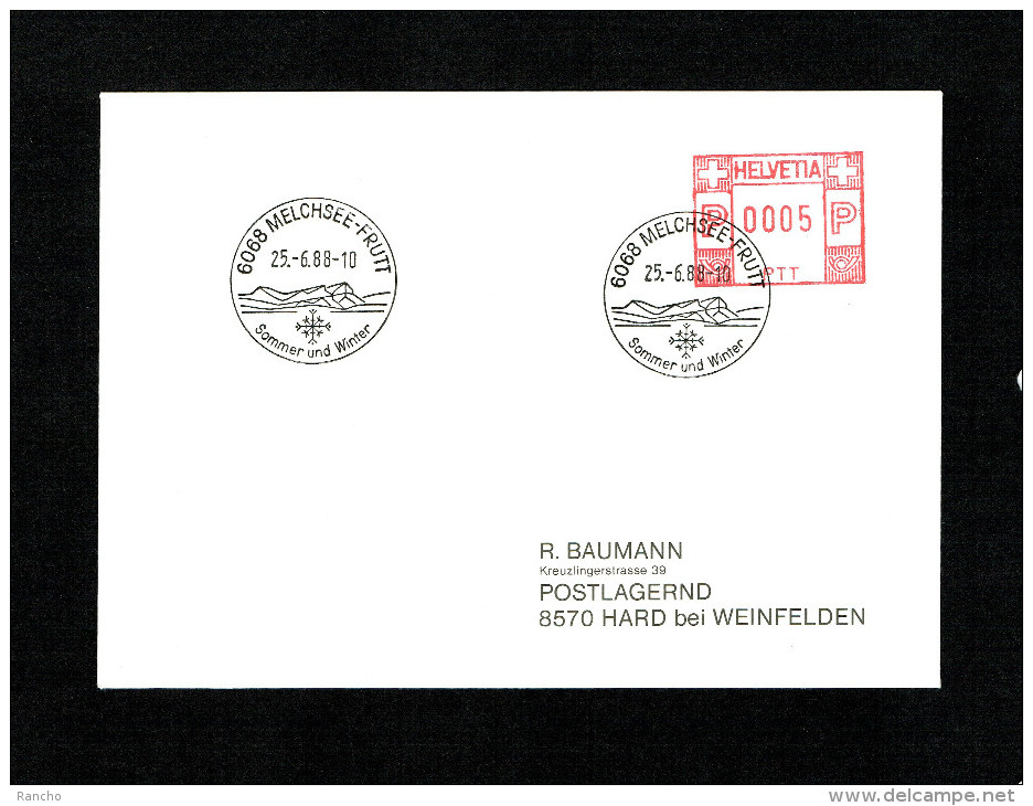 SUISSE FLAMME MECANIQUE Noir : 6068 MELCHSEE-FRUIT. DU 25.6.1988. - Postage Meters