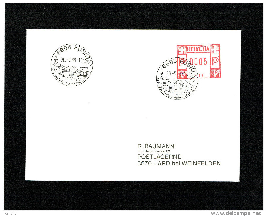 SUISSE FLAMME MECANIQUE Noir : 6696 FUSIO. DU 30.5.1988. - Postage Meters