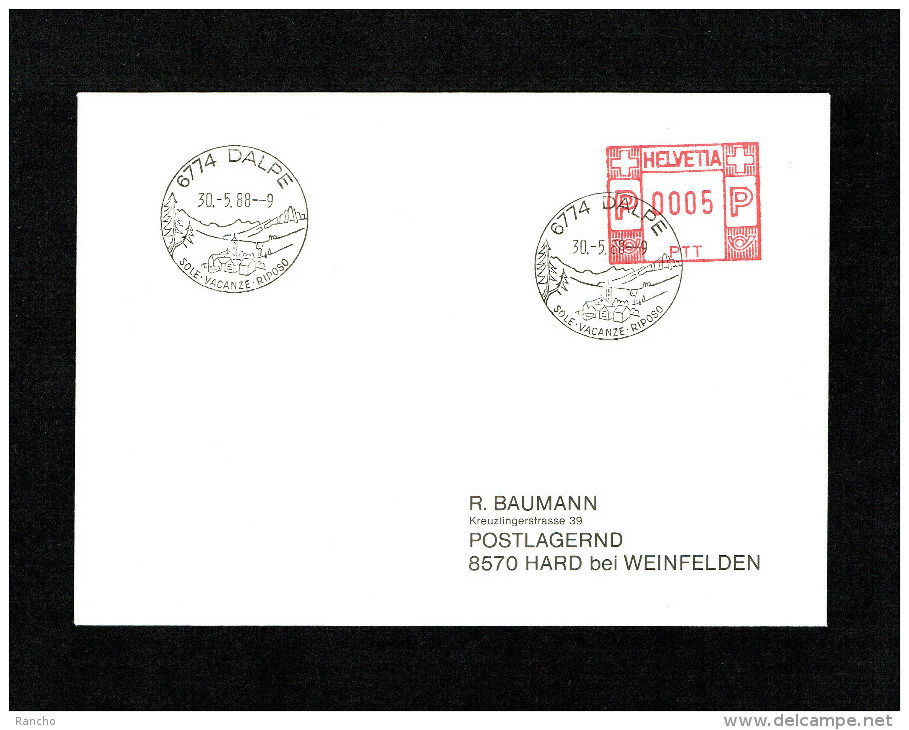 SUISSE FLAMME MECANIQUE Noir : 6774 DALPE . DU 30.5.1988. - Postage Meters