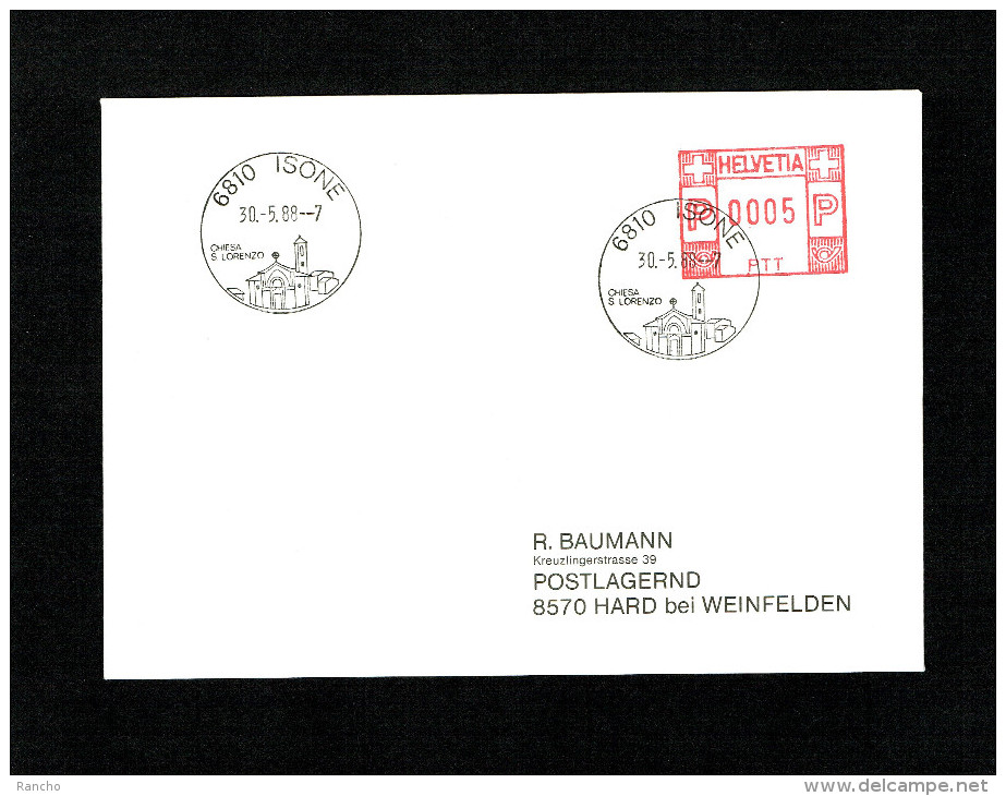 SUISSE FLAMME MECANIQUE Noir : 6810 ISONE . DU 30.5.1988. - Postage Meters