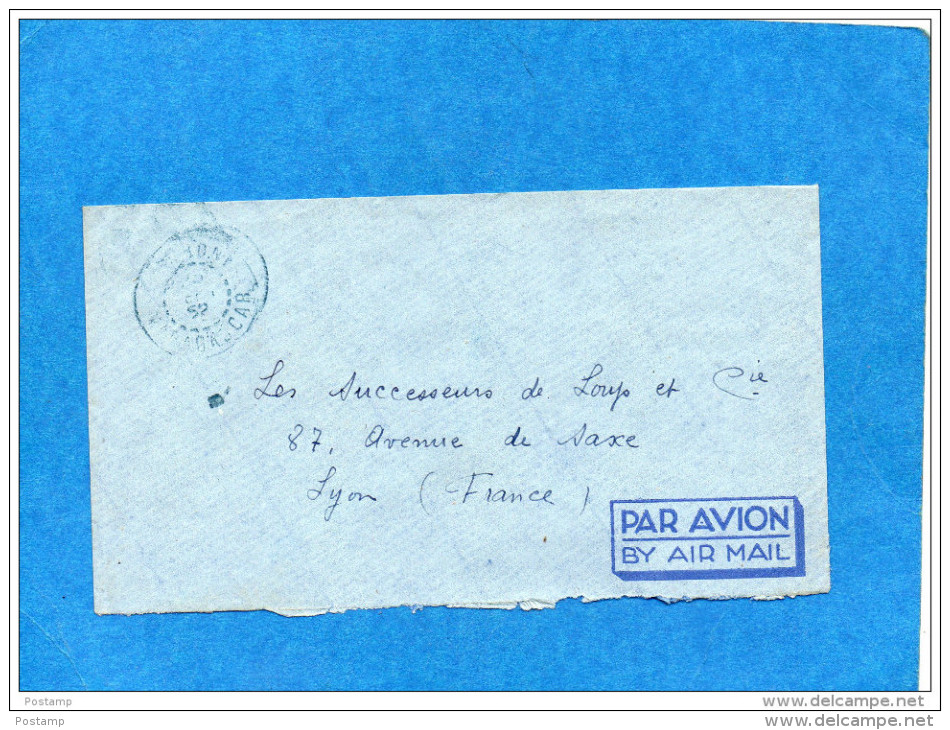 MARCOPHLIE-lettre Comores- -cad  MORONI MADAGASCAR 1952-pour Françe - Storia Postale