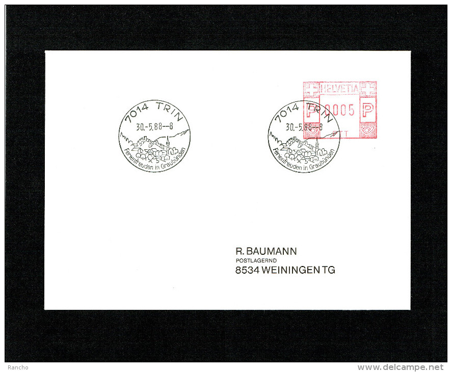 SUISSE FLAMME MECANIQUE Noir : 7014 TRIN. DU 30.5.1988. - Postage Meters