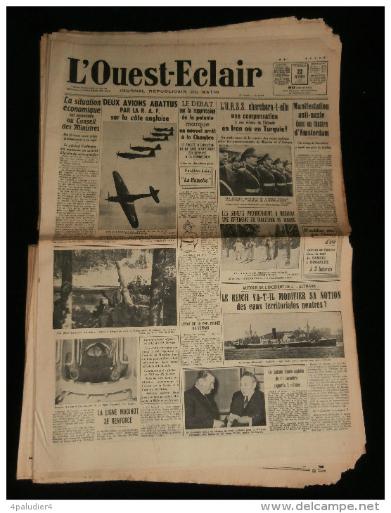 Guerre 39-45 WW2 BRETAGNE Journal L'OUEST-ECLAIR 15 Numéros Février Mars 1940 Drôle De Guerre Morbihan - Autres & Non Classés