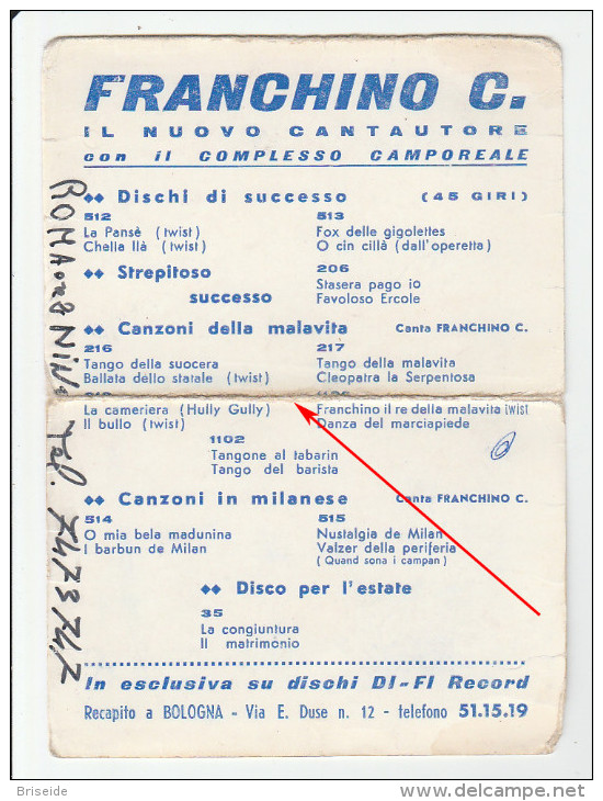 CANTANTI SPETTACOLO MUSICA AUTOGRAFO 1966 FRANCHINO CAMPOREALE CANTANTE BATTERISTA  CARTONCINO FORMATO CARTOLINA 11X15 - Autographes