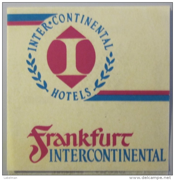 HOTEL PENSION INTERCONTINENTAL FRANKFURT GERMANY DEUTSCHLAND TAG DECAL STICKER LUGGAGE LABEL ETIQUETTE AUFKLEBER BERLIN - Hotel Labels