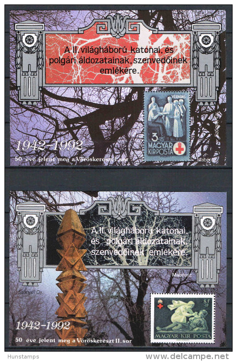 Hungary 1992. II. Worldwar - RED CROSS Special Sheet-pair !!!  (commemorative Sheet) - Herdenkingsblaadjes