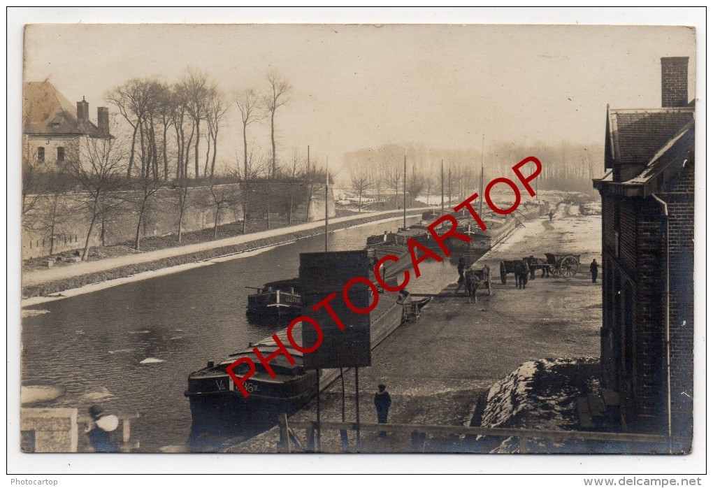 BOUCHAIN-Canal-Peniches-Carte Photo Allemande-Guerre14-18-1WK-Militaria-Frankreich-France-59- - Bouchain