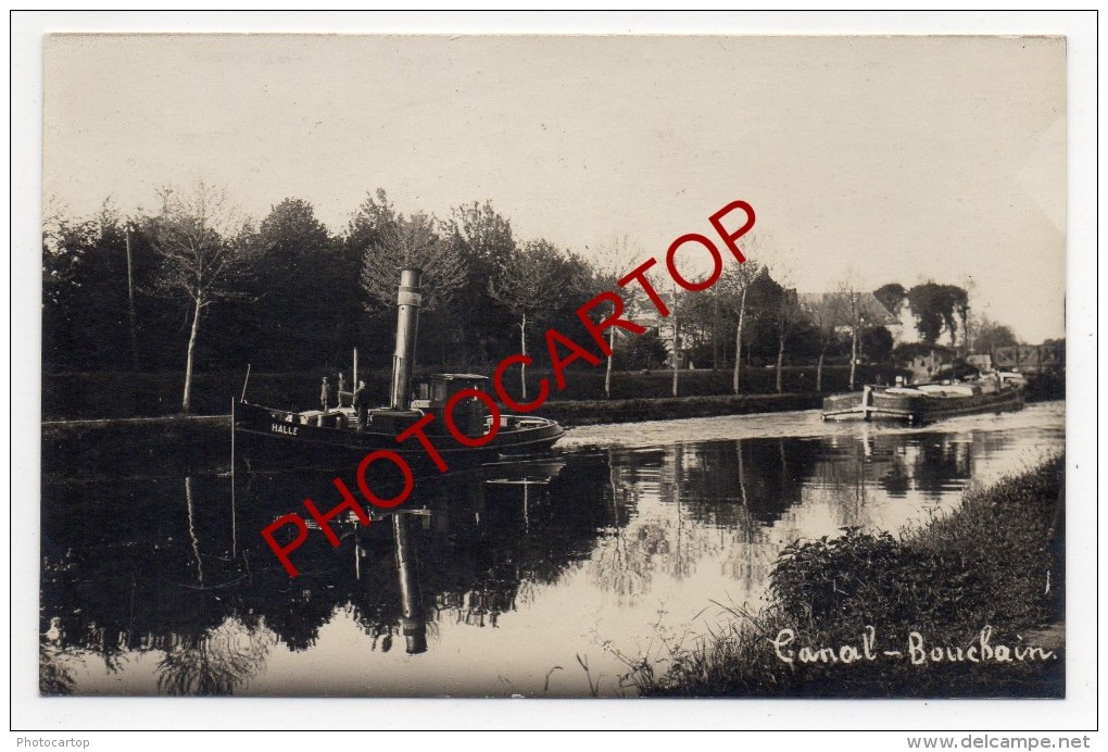 BOUCHAIN-Canal-Peniche-Carte Photo Allemande-Guerre14-18-1WK-Militaria-Frankreich-France-59- - Bouchain