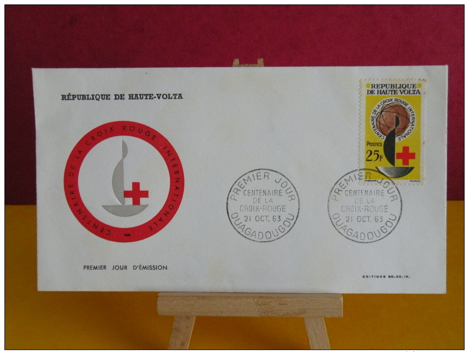 FDC- Centenaire De La Croix Rouge Internationale - Ouagadougou - 21.10.1963 - 1er Jour, République De Haute Volta - Haute-Volta (1958-1984)