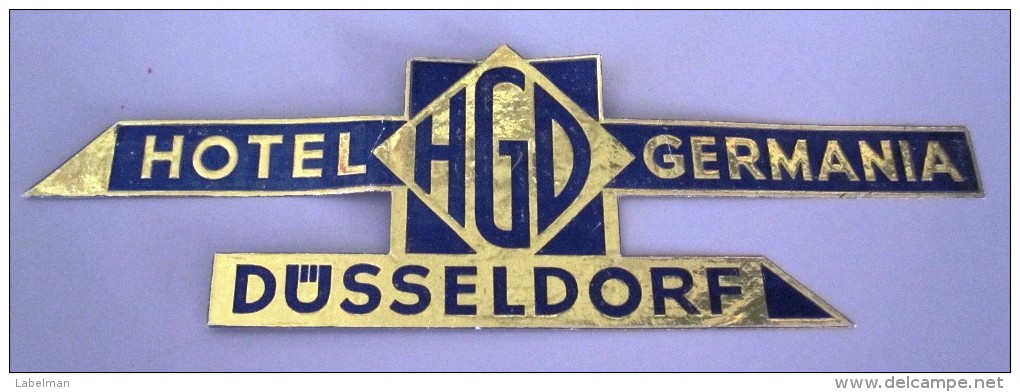 HOTEL PENSION HAUS GERMANIA BLUE DUSSELDORF GERMANY DEUTSCHLAND DECAL STICKER LUGGAGE LABEL ETIQUETTE AUFKLEBER BERLIN - Hotel Labels