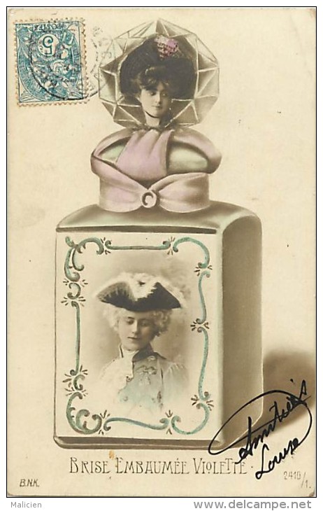 Ref C751- Flacon De Parfum -brise Embaumée Violette - Femmes -artistes ??-theme Parfumerie   -carte Bon Etat - Femmes