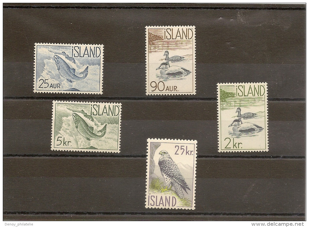 Islande N° 294 A 298 ** Sans Charniére Cote 30 Prix 15 (poissons Et Oiseaux ) - Neufs