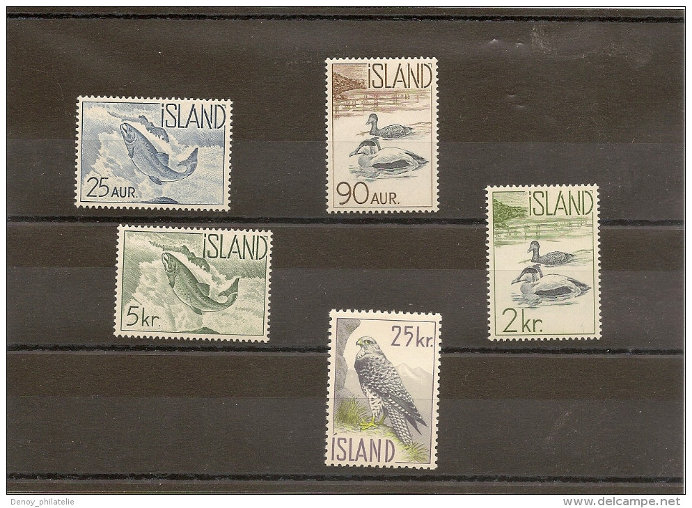 Islande N° 294 A 298 ** Sans Charniére Cote 30 Prix 15 (poissons Et Oiseaux ) - Nuevos