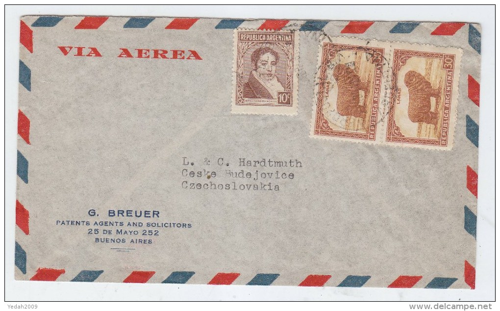 Argentina/Czechoslovakia AIRAMIL COVER - Luchtpost