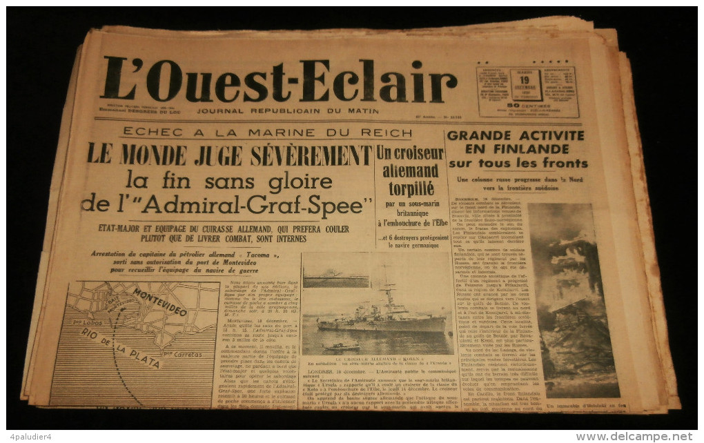 Guerre 39-45 WW2 BRETAGNE Journal L´OUEST-ECLAIR 13 Numéros  Décembre 1939 Drôle De Guerre Morbihan - Autres & Non Classés