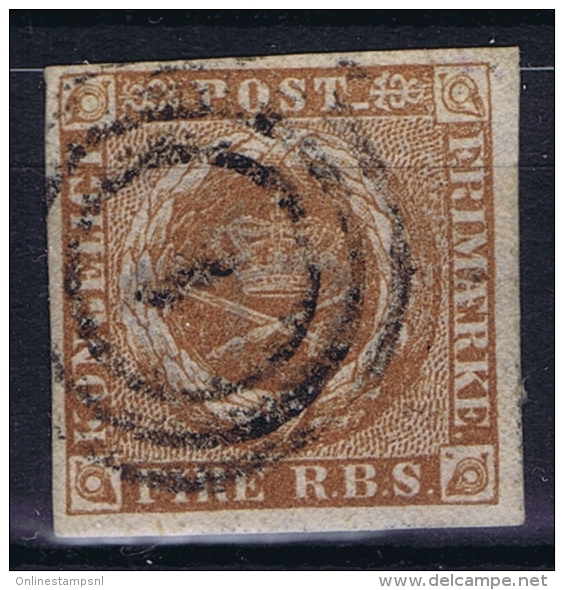 Danmark: 1851 Mi Nr 1 Yv Nr 2b Used  Brun Clair - Gebruikt