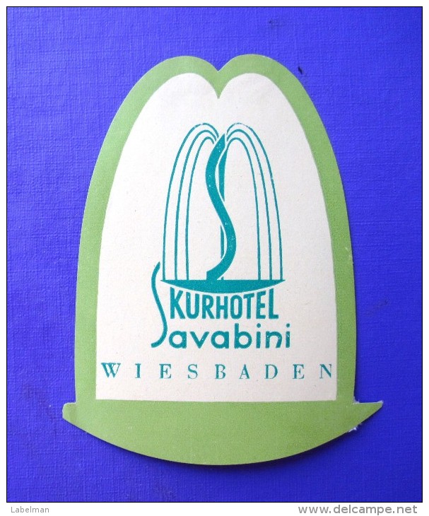 HOTEL PENSION SAVABINI WIESBADEN GERMANY DEUTSCHLAND DECAL STICKER LUGGAGE LABEL ETIQUETTE AUFKLEBER BERLIN - Hotel Labels