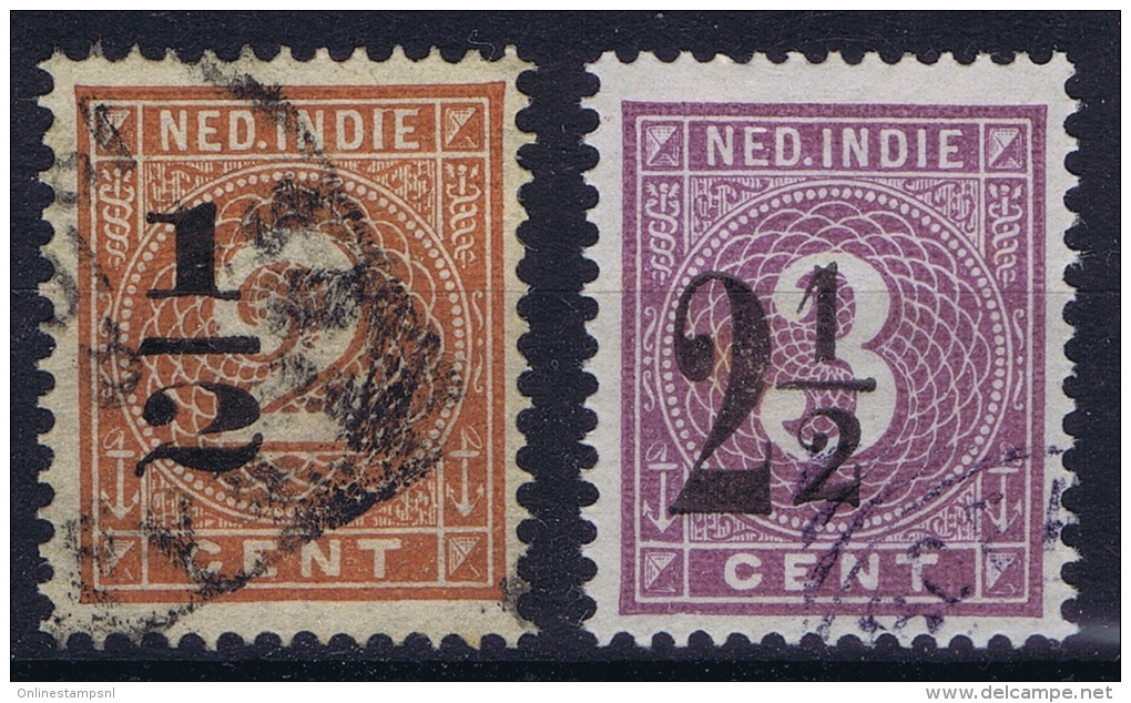 Dutch East Indies: NVPH Nr 38-39 Fb Verschoven Opdruk/moved Surcharge Used - Nederlands-Indië