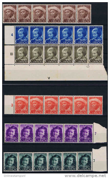 Curacao: 1948 NVPH 200 - 205 In Strips Of 6 MNH/** Some Brown Spots - Curaçao, Antille Olandesi, Aruba