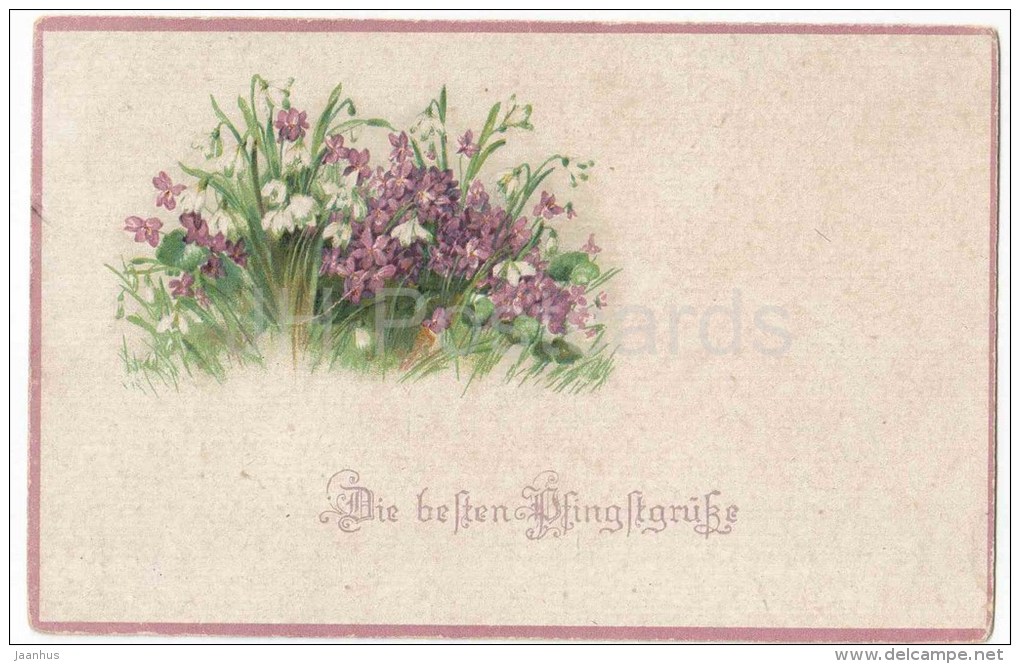 Pentecost Greeting Card - Die Besten Pfingstgrüsse - Flowers - HSB 2235 - Old Postcard - Circulated In Estonia - Pinksteren