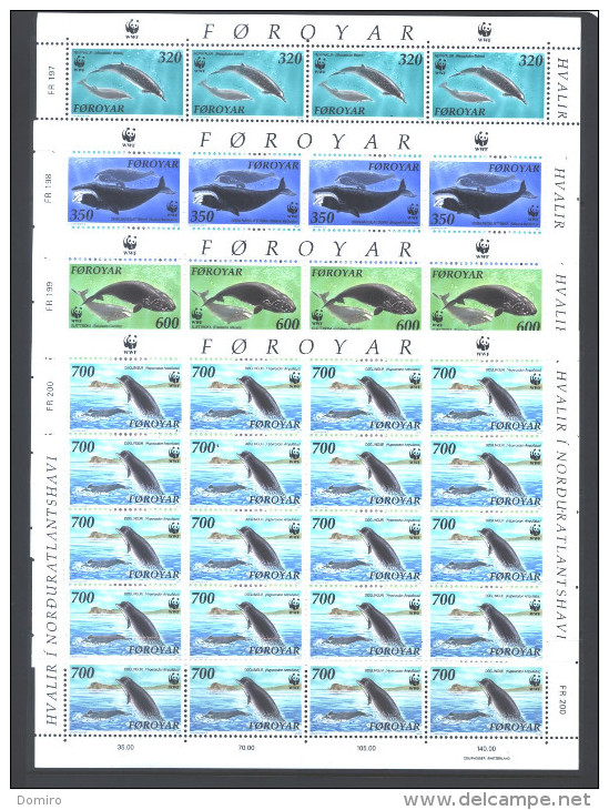 Feroe 197/200  **  (MNH)    En Feuillets De 20 - Baleines