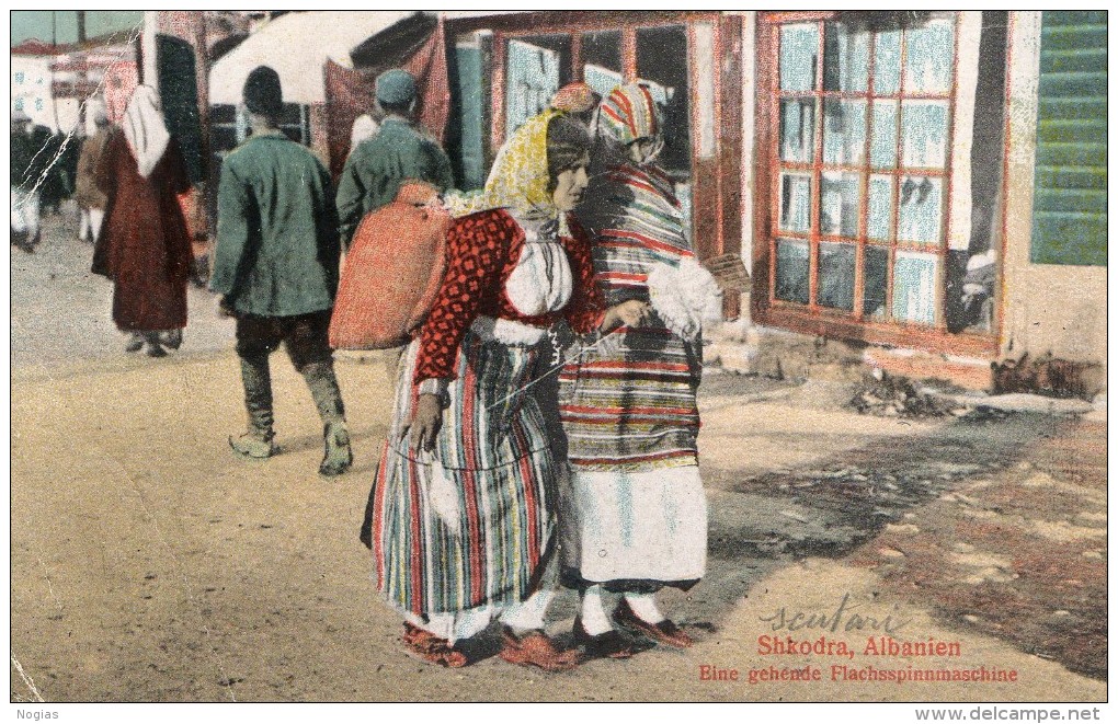 SHKODRA - EINE GEHENDE FLACHSSPINNMASCHINE- BELLE CARTE - EN COULEUR - ANIMEE - - Albania