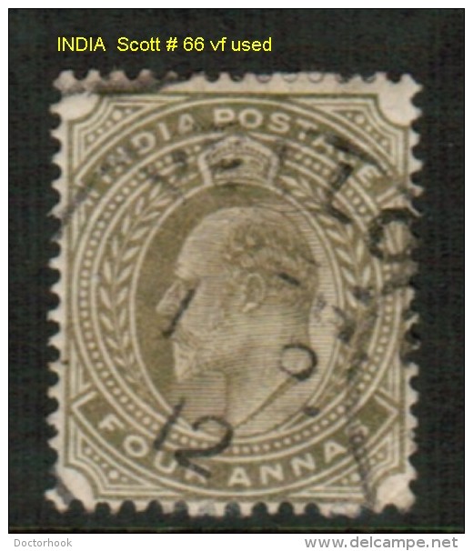 INDIA    Scott  # 66 VF USED - 1902-11 King Edward VII