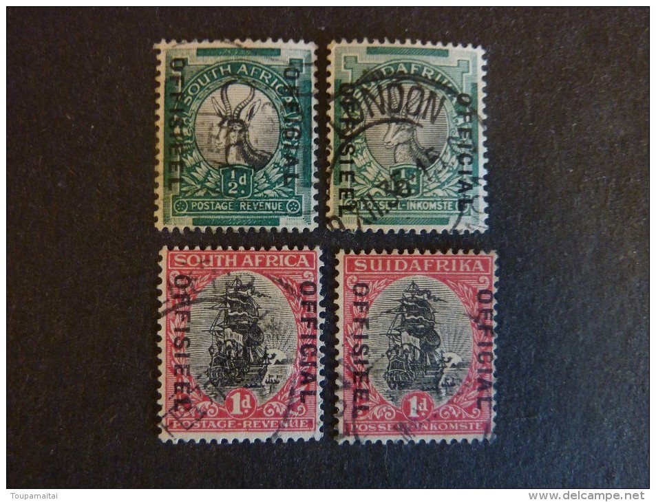 AFRIQUE Du SUD, TIMBRES De SERVICE, Année 1934-36, YT N° 18-19-24-25 Oblitérés, Très Légère Trace Charnière - Servizio