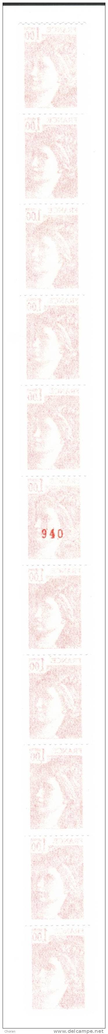 YT 70 - 1,00 Rouge  Sabine  Bande De 11  - Liquidation Au 10ème De La Cote - Coil Stamps