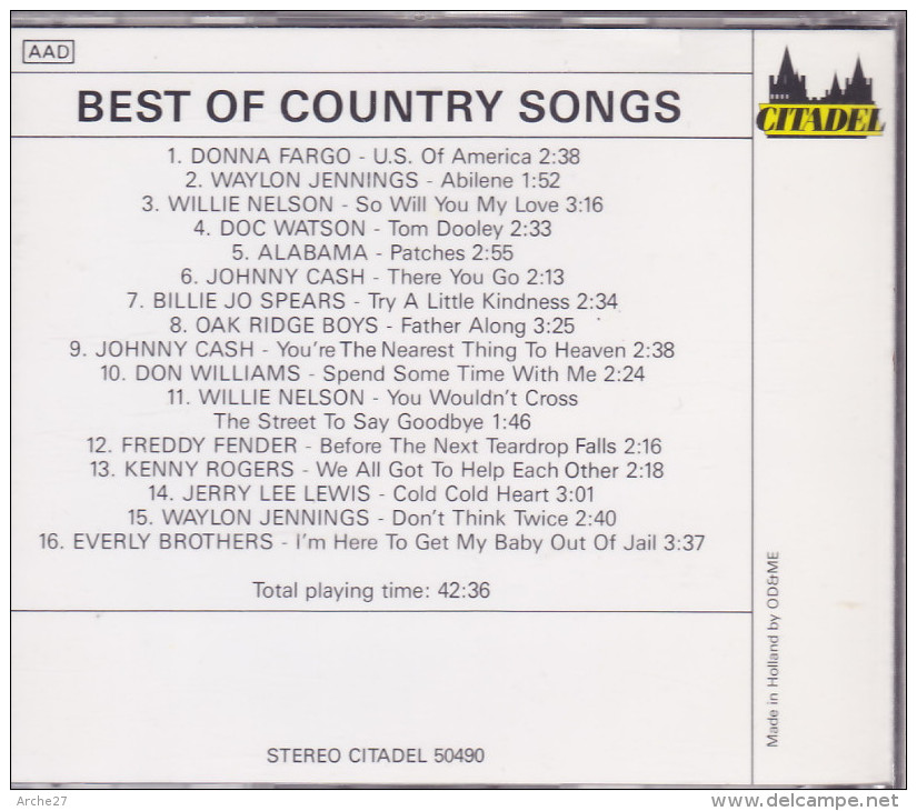 CD - COUNTRY - Best Of - Country Songs - Country & Folk