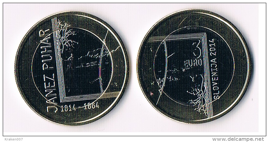 Slovenia 3 Euros 2014 - Janez Puhar - Slovenië