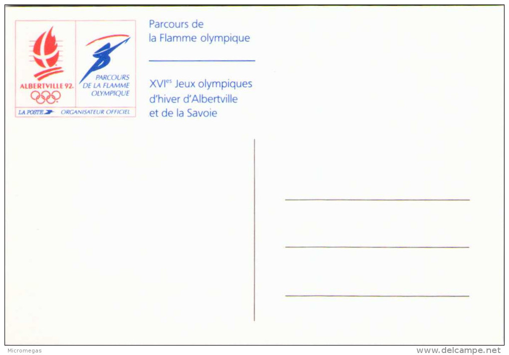 LA POSTE - Jeux Olympique D´ Alberteville 1992 - Parcours De La Flamme Olympique - Olympic Games