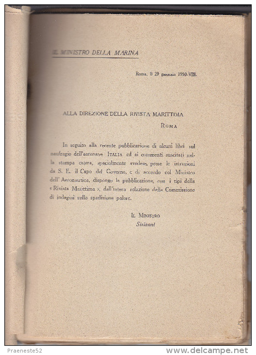 Commissione D'indagini,per La Spedizione Polare Dell'aeronavale Italia-ministro Siriani-umberto Nobile-1930 - Italiano
