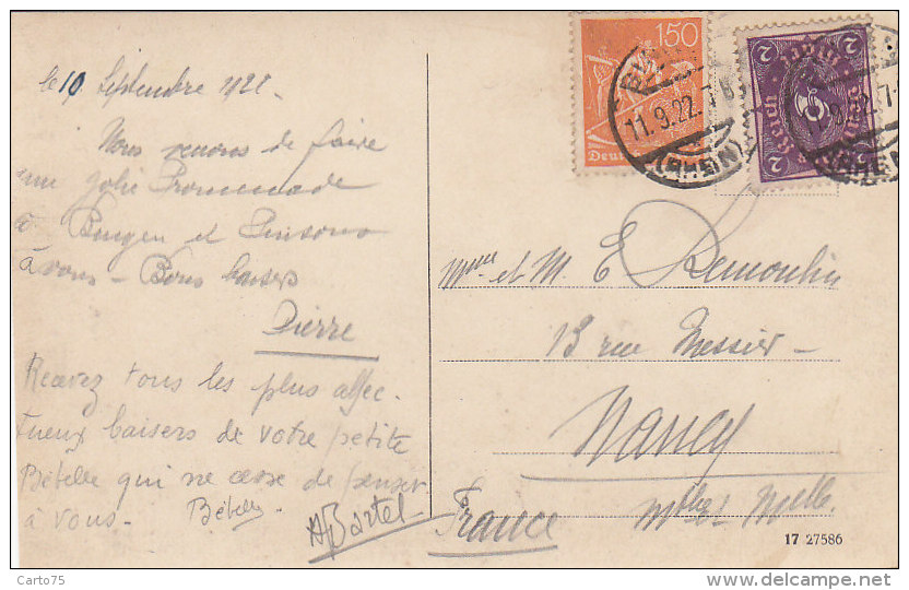 Allemagne -  Bingen - Panorama / Postmarked 1922 - Birkenfeld (Nahe)