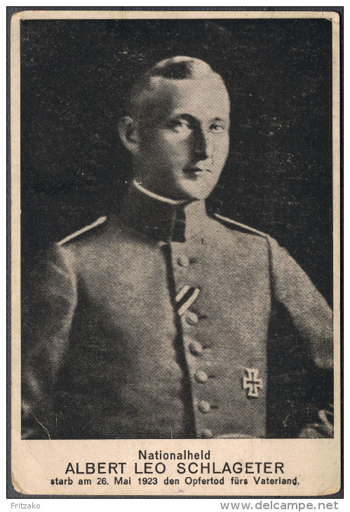 NS-Vorläufer Propaganda-Ak: ALBERT LEO SCHLAGETER   *12.6.1894, + 26.5.1923 - Weltkrieg 1939-45